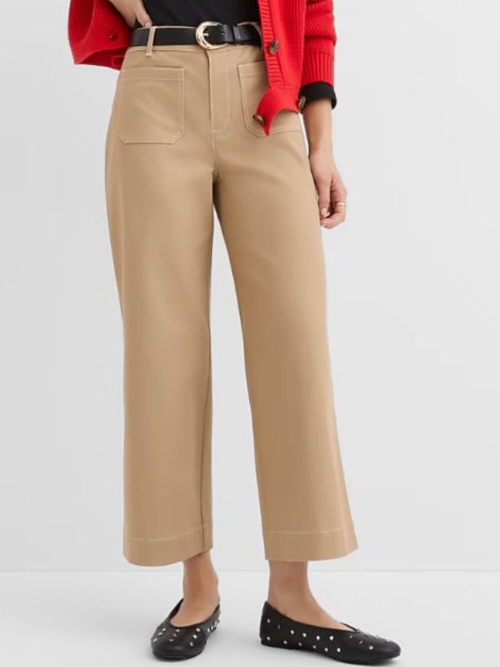 NWOT Ann Taylor Loft Petite Palmer Wide Leg Crop Pants in Contrast Stitch